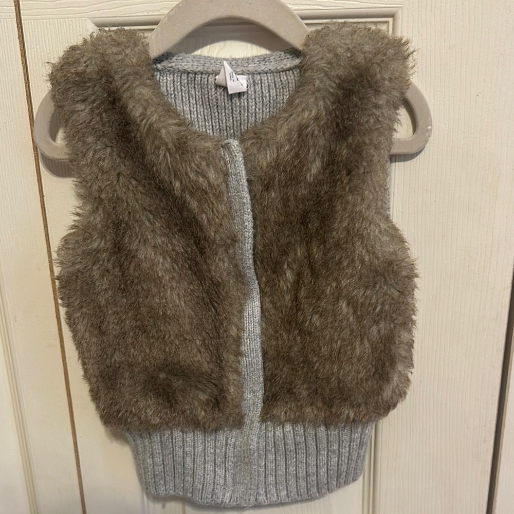 GAP Kids Brown and Gray Furry Vest